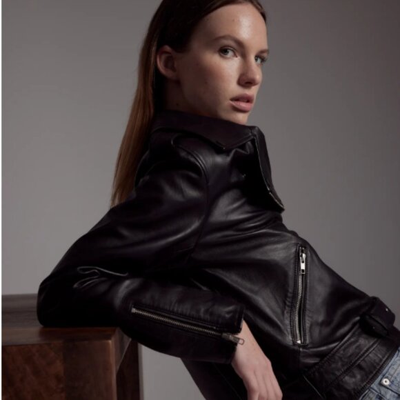 Quince Black Leather Moto Jacket XL - Picture 3 of 11